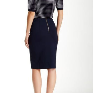 Philosophy Gold Zipper Solid Ponte Pencil Skirt
